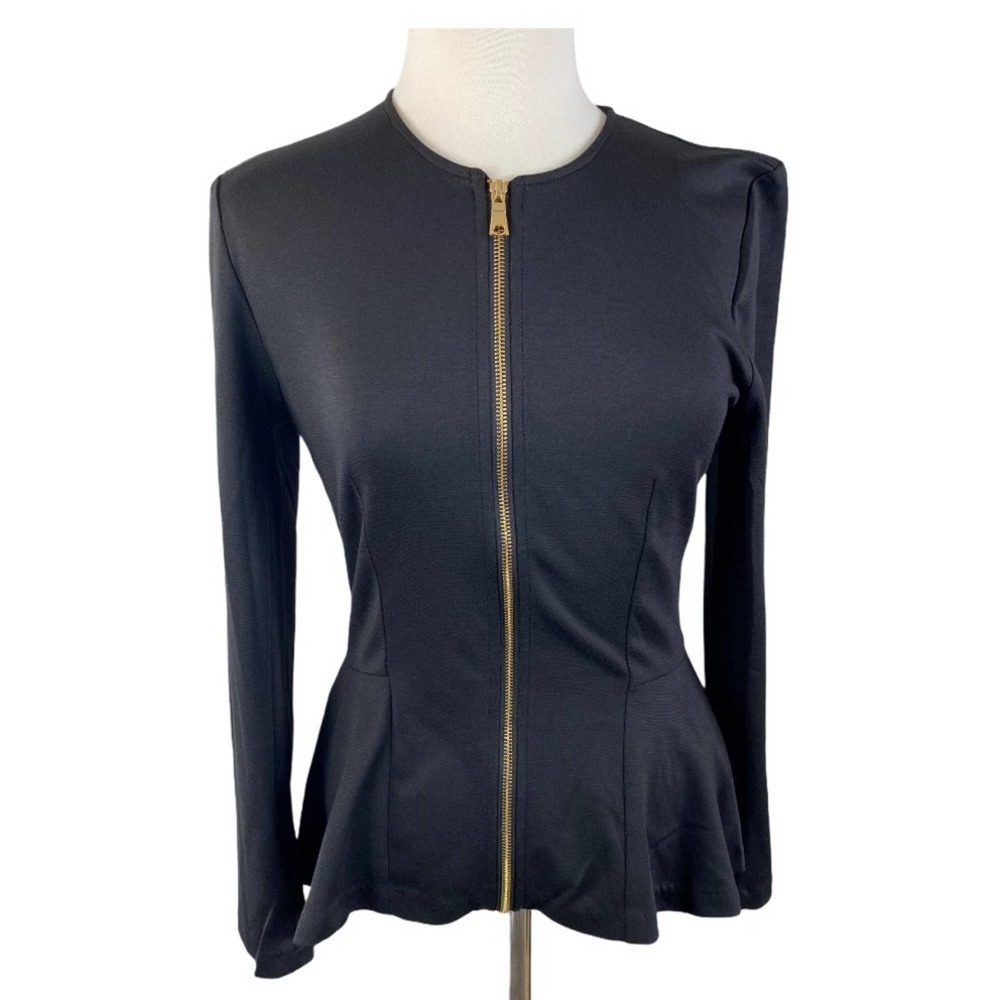 Megan Zipper Peplum Lightweight Jacket Top